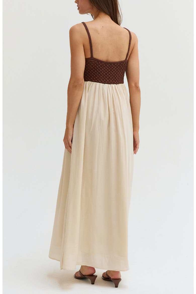 Basket Weave Mixed Media Maxi Dress, Alternate, color, Brown/Custard