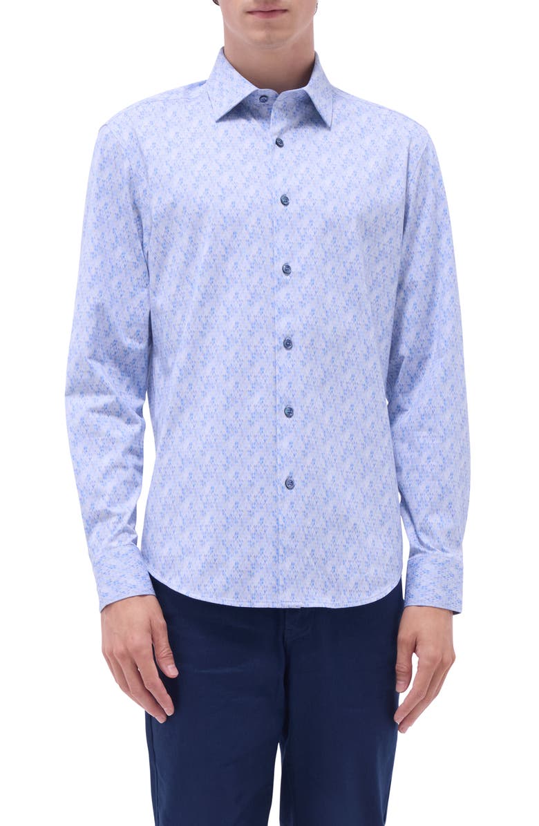 Bugatchi Jimmy OoohCotton<sup>®</sup> Button-Up Shirt, Main, color, Air Blue