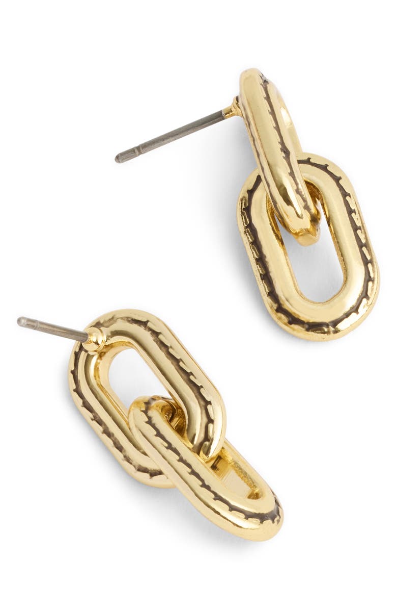 COACH Stitched Small Paper Clip Link Drop Earrings, Alternate, color,