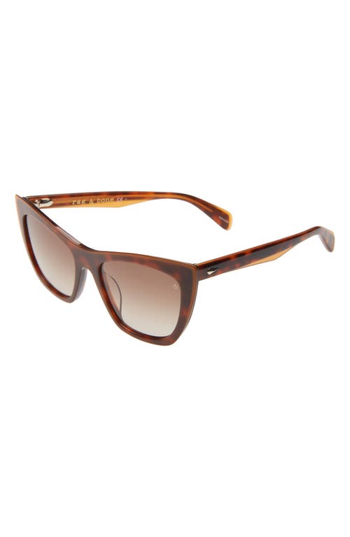 Rag & Bone 53mm Gradient Cat Eye Sunglasses In Brown/orange Havana/brown