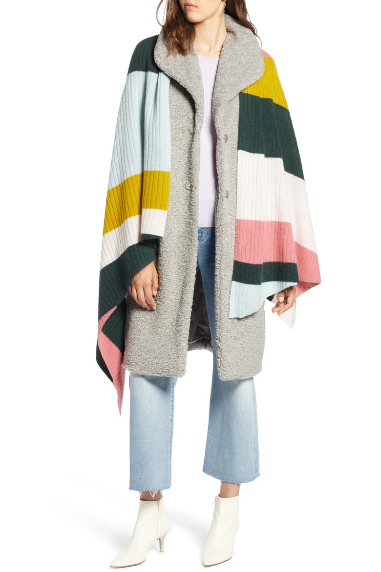 x Atlantic-Pacific Stripe Cashmere Wrap, Main, color, PINK MULTI