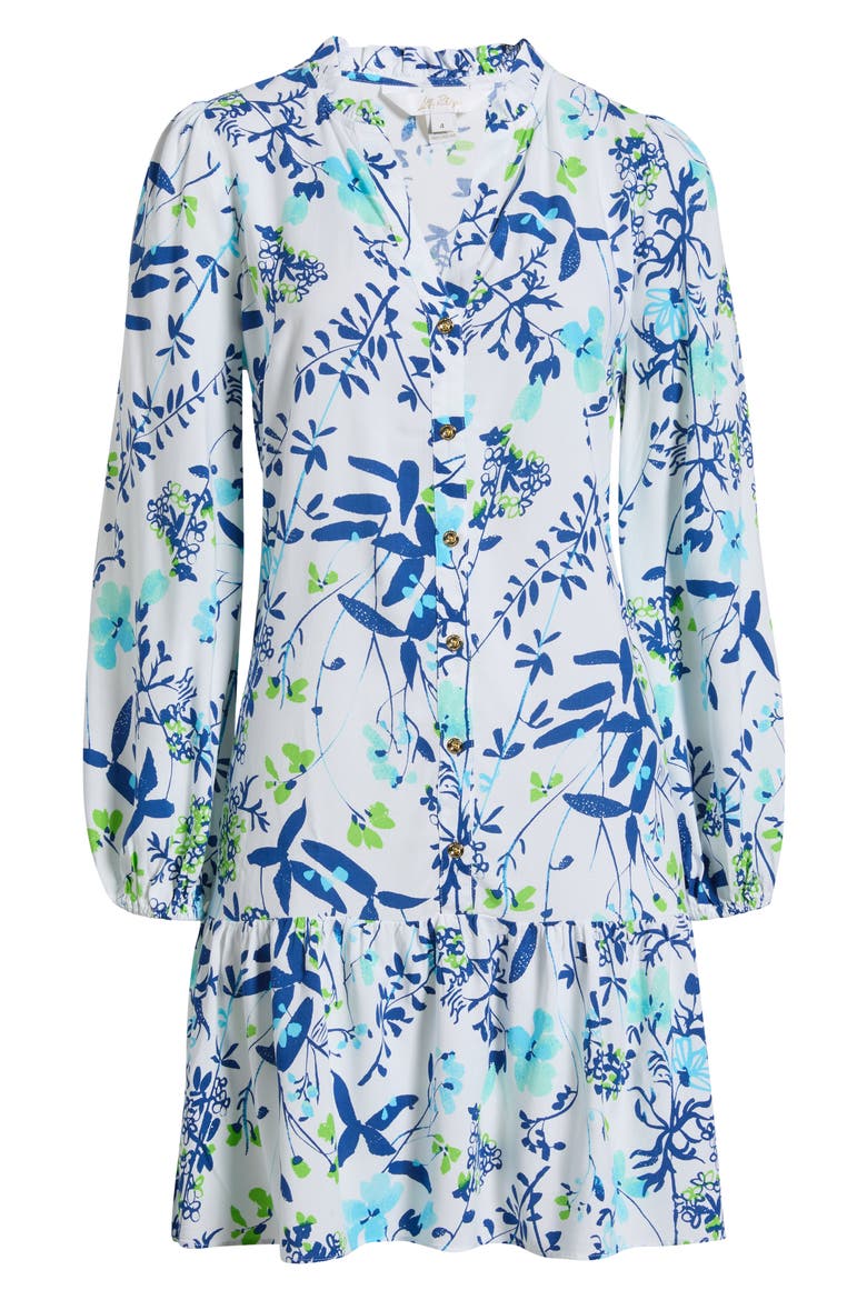 Shaley Print Long Sleeve Tunic Dress, Alternate, color, RESORT WHITE SEA BLOOMS