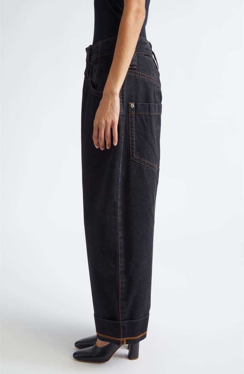 Vaquera Baby Oversize High Waist Cuffed Wide Leg Jeans, Alternate, color, Black 1