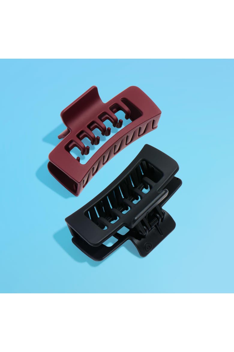 Rectangle Double Teeth Claw Clip, Alternate, color, Brown