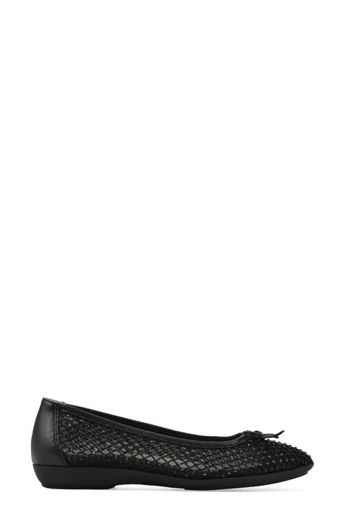 Cliffs By White Mountain Carlicia Rhinestone Mesh Ballet Flat In Black Fabric