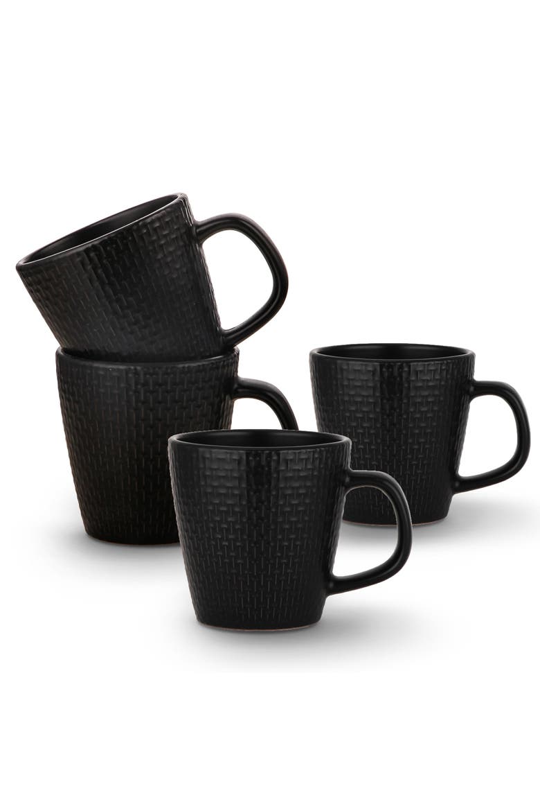 Abigael Stoneware 4-Piece Mug Set, Main, color, Black