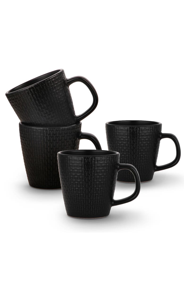 Stone Lain Abigael Stoneware 4-Piece Mug Set, Main, color, Black