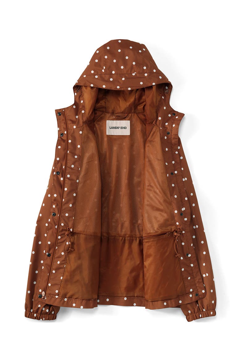 Plus Size Print Squall Packable Rain Jacket, Alternate, color, Rich Ginger Brown Dot