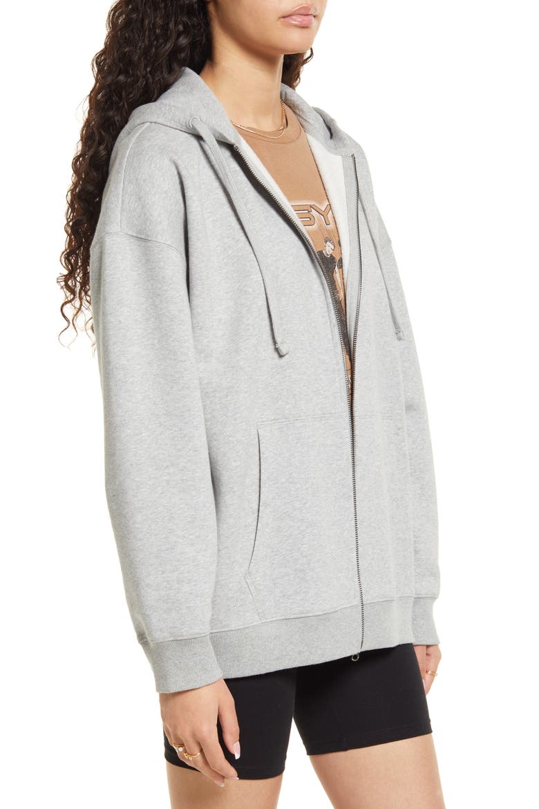 Oversize Organic Cotton Blend Zip Hoodie, Alternate, color, GREY HEATHER