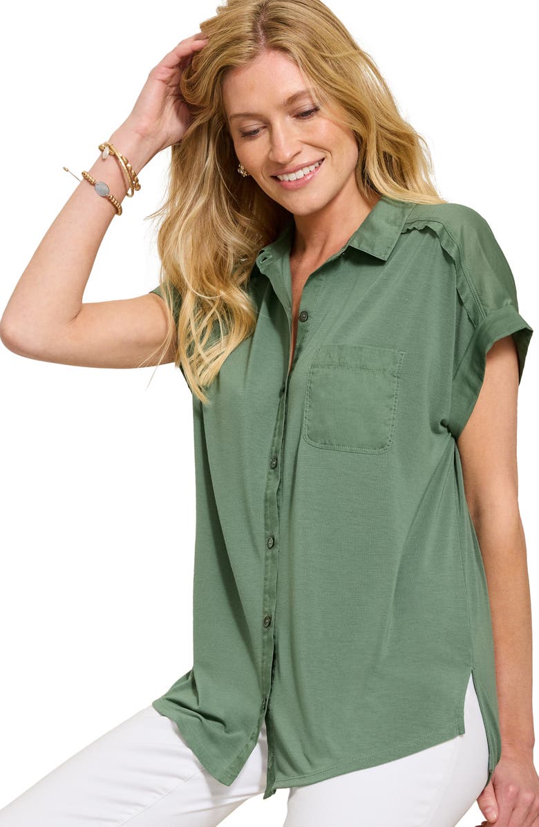 Tommy Bahama Kauai Hybrid Camp Shirt, Alternate, color, Dark Jade