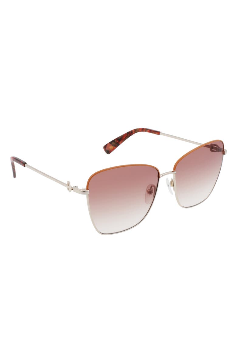 Longchamp Amazone 59mm Rectangle Sunglasses, Alternate, color, Gold/ Caramel