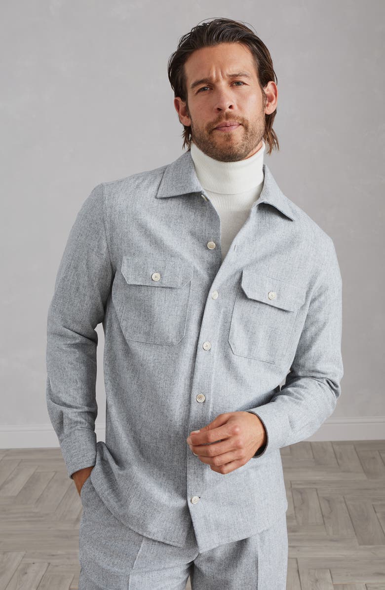 Brunello Cucinelli Virgin wool flannel overshirt, Alternate, color, 