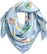 Echo Travel Stickers Silk Square Scarf