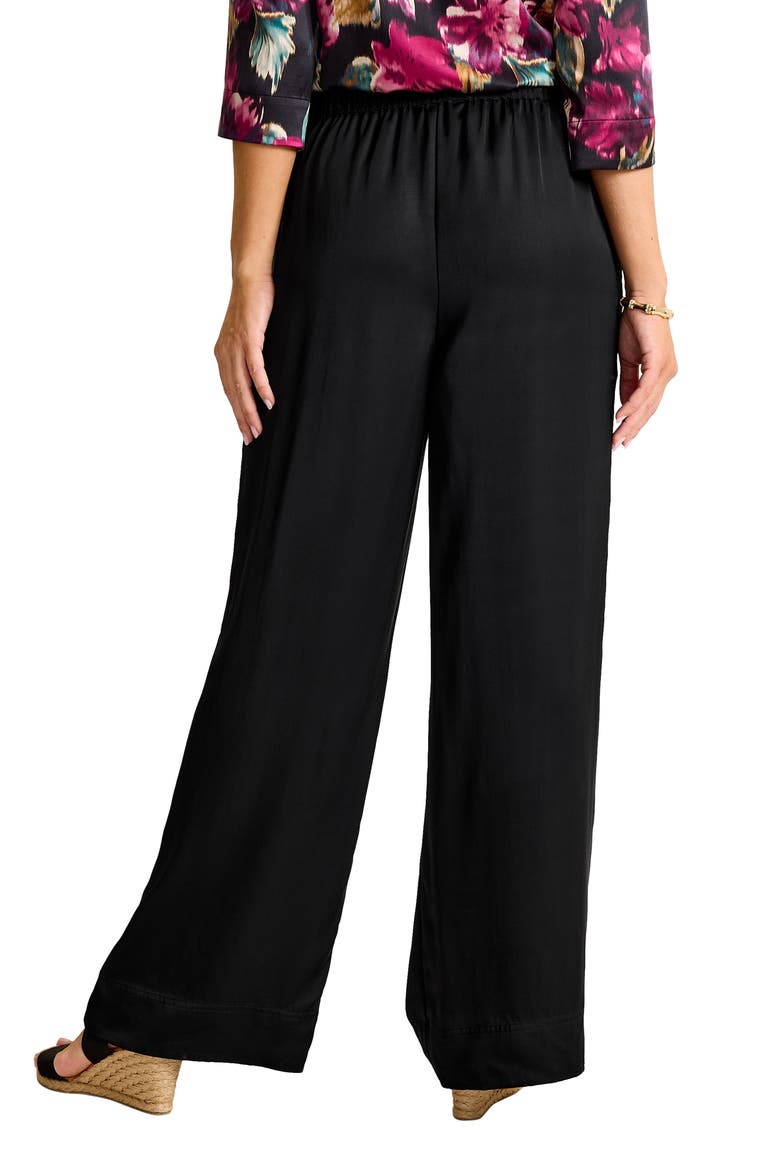 Satin Drawstring Wide Leg Pants, Alternate, color, BLACK