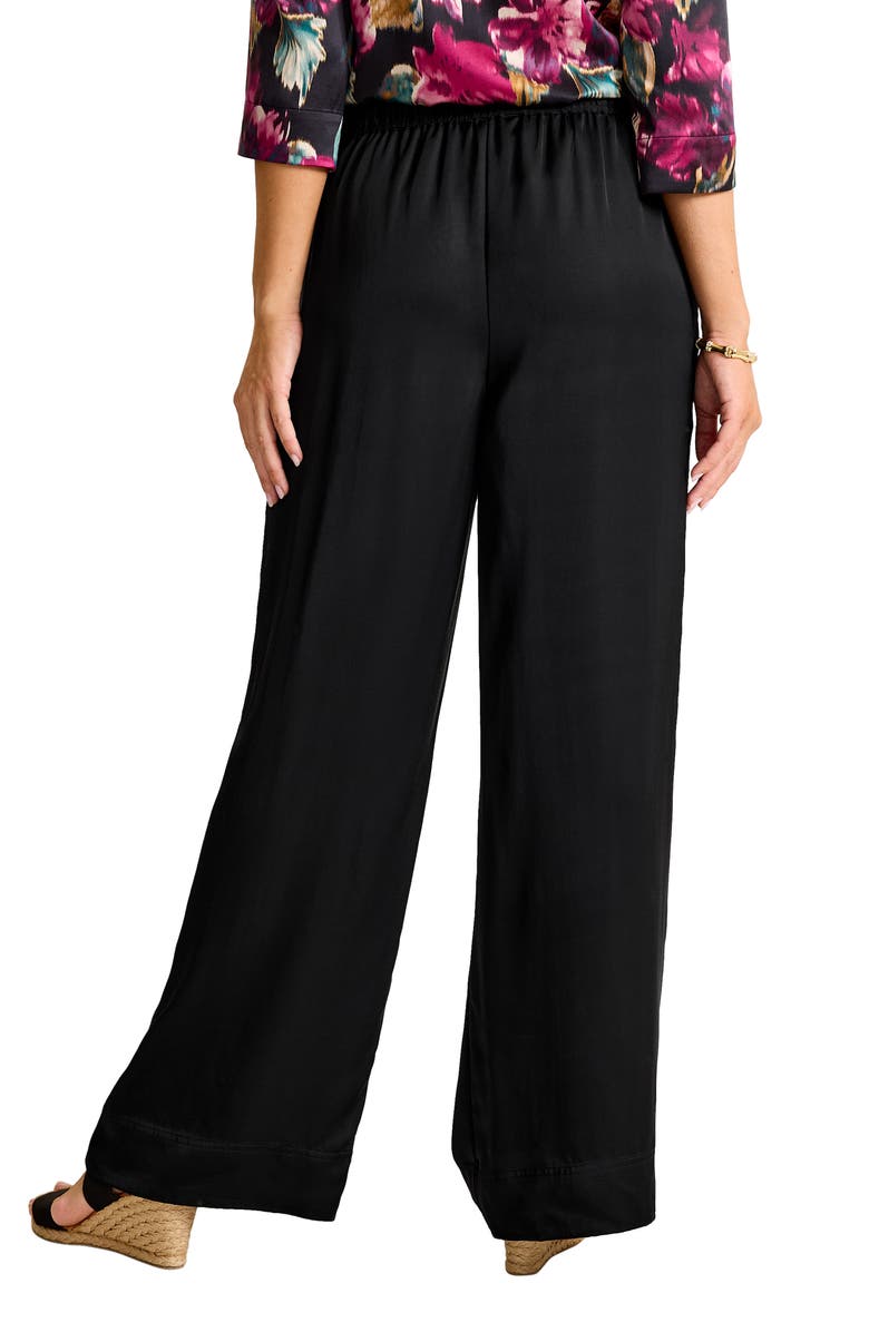 Tommy Bahama Satin Drawstring Wide Leg Pants, Alternate, color, Black