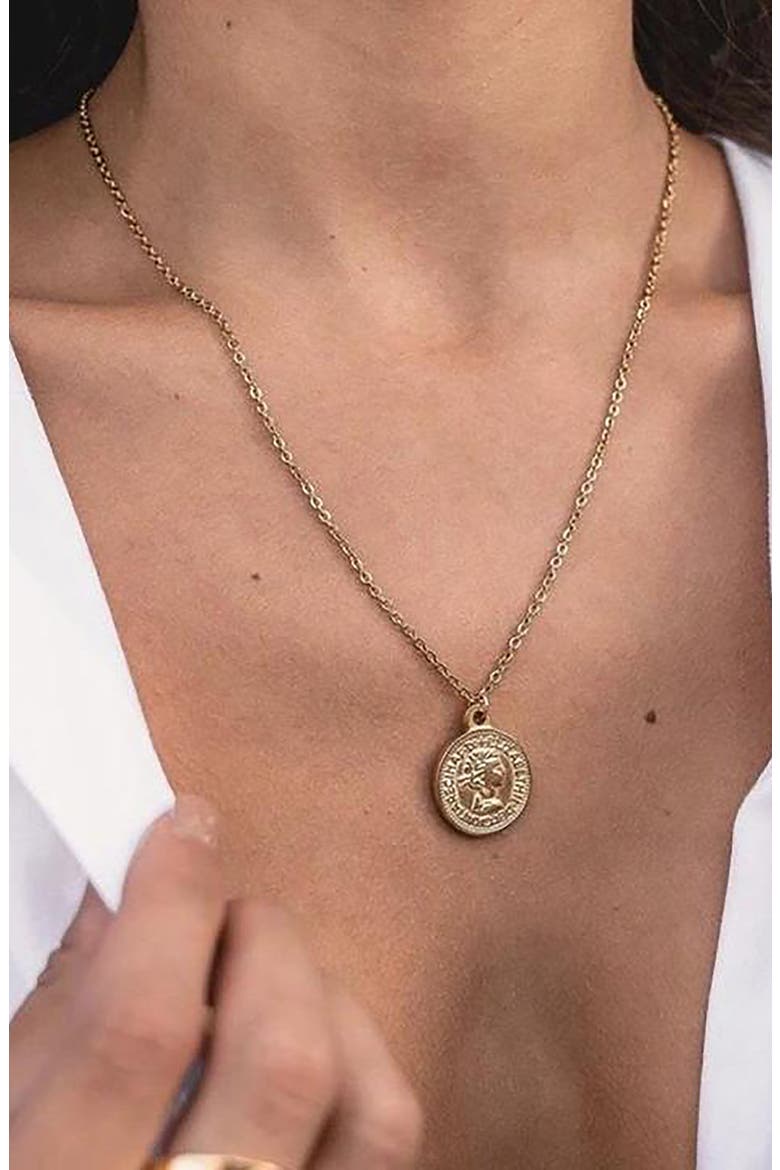 Genesis Coin Pendant Necklace, Alternate, color, GOLD
