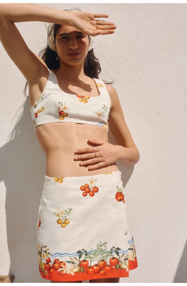 H&M Cotton Crop Top, Alternate, color, Cream/Patterned