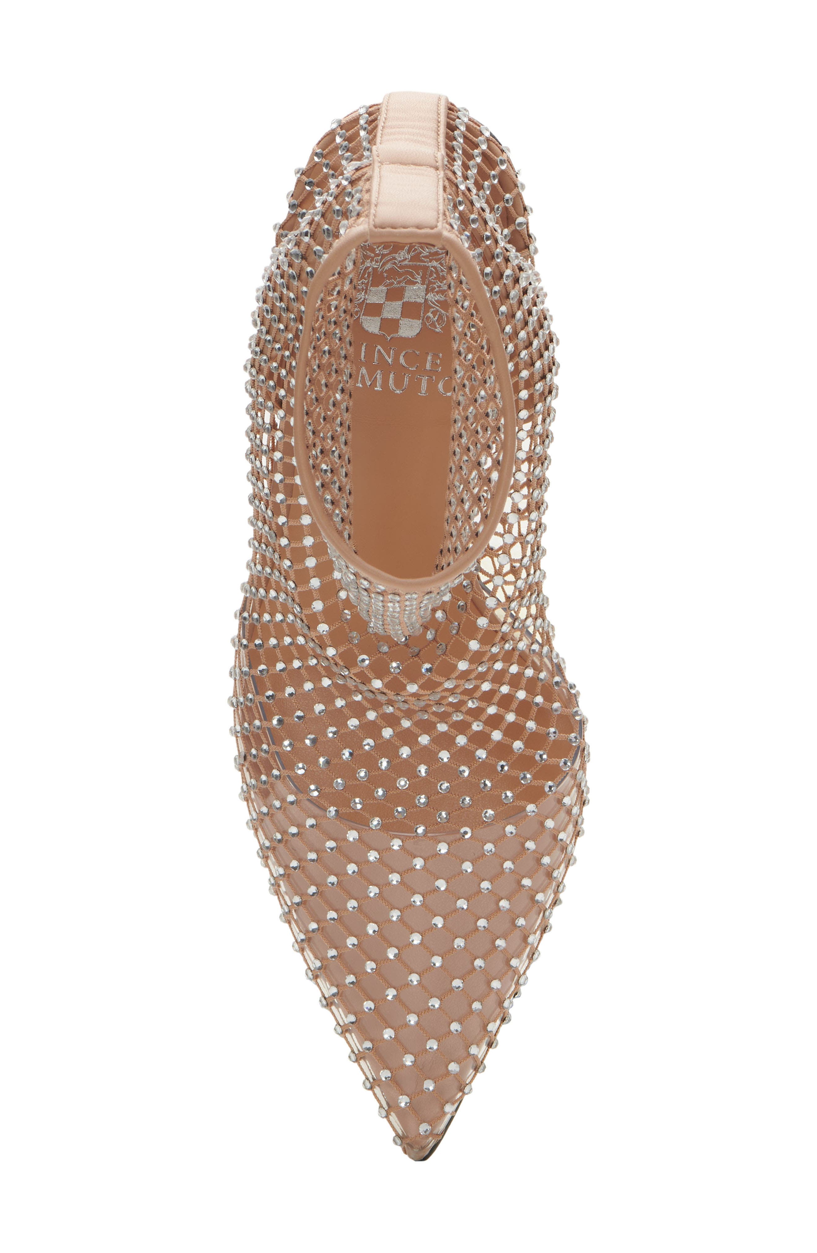 Kiskia Fishnet Pointy Toe Bootie, Alternate, color, BEIGE