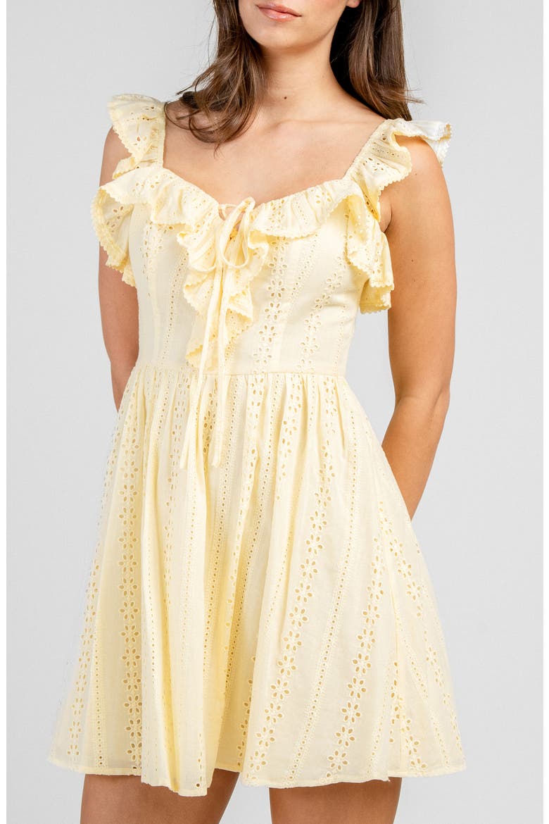 Eyelet Lawn Short Dress, Alternate, color, YELLOW