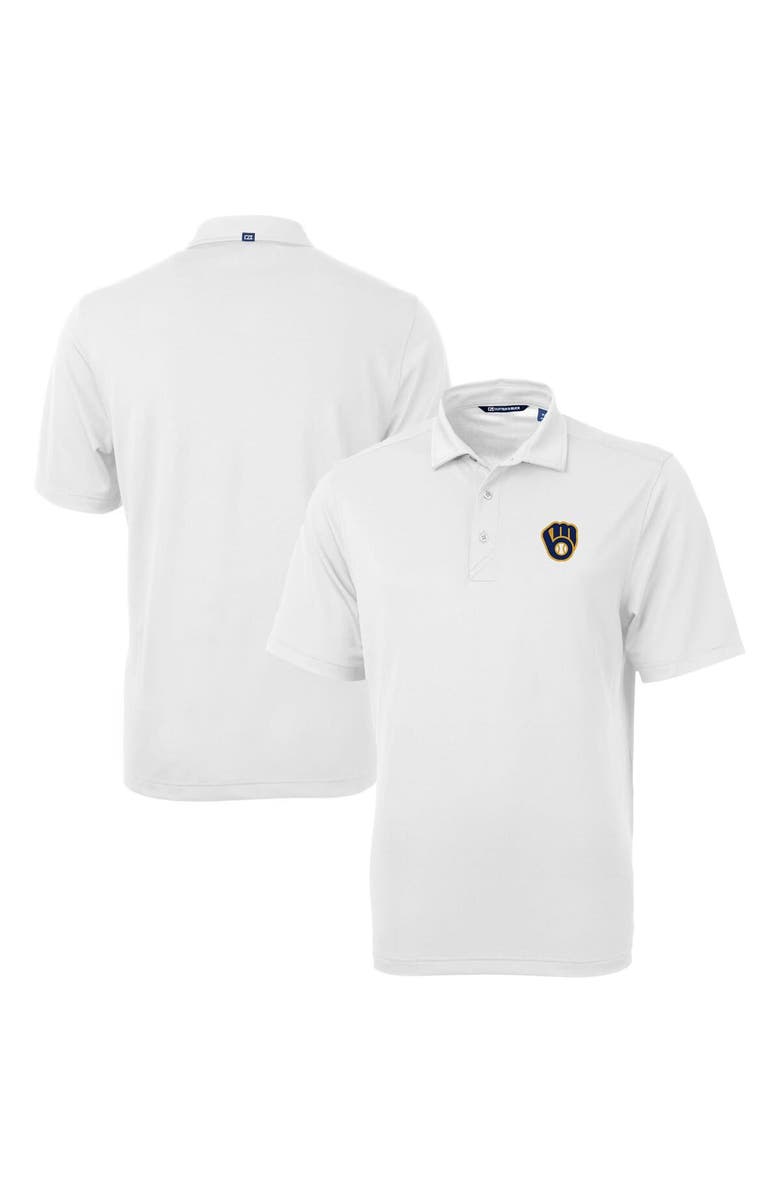 Cutter & Buck Men's Cutter & Buck  White Milwaukee Brewers Big & Tall Virtue Eco Pique Recycled Polo, Main, color, 