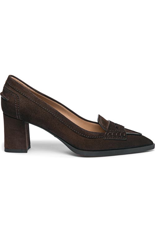 Santoni Suede Mid-heel Pump In Brown