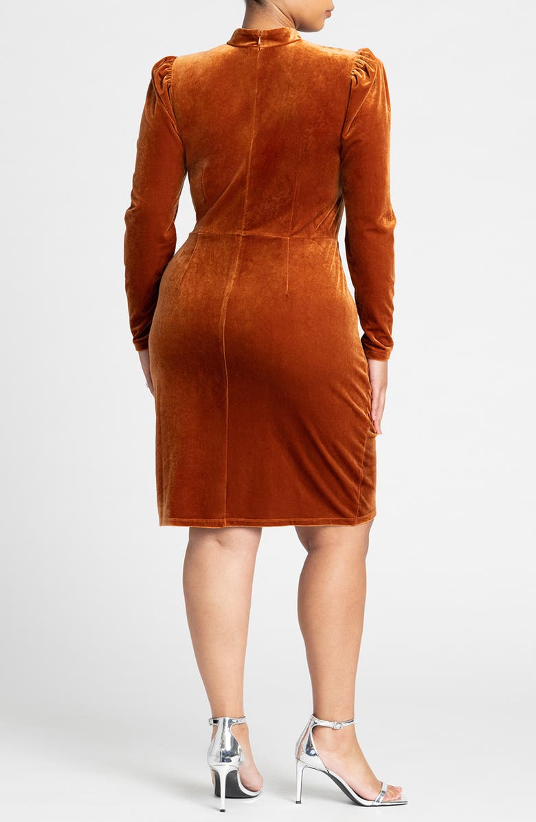 ELOQUII Wrap Front Long Sleeve Velvet Minidress, Alternate, color, 