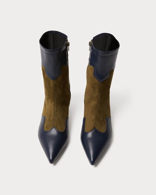 Weworewhat Kitten Heel Western Bootie In Mltry Olive/nvy