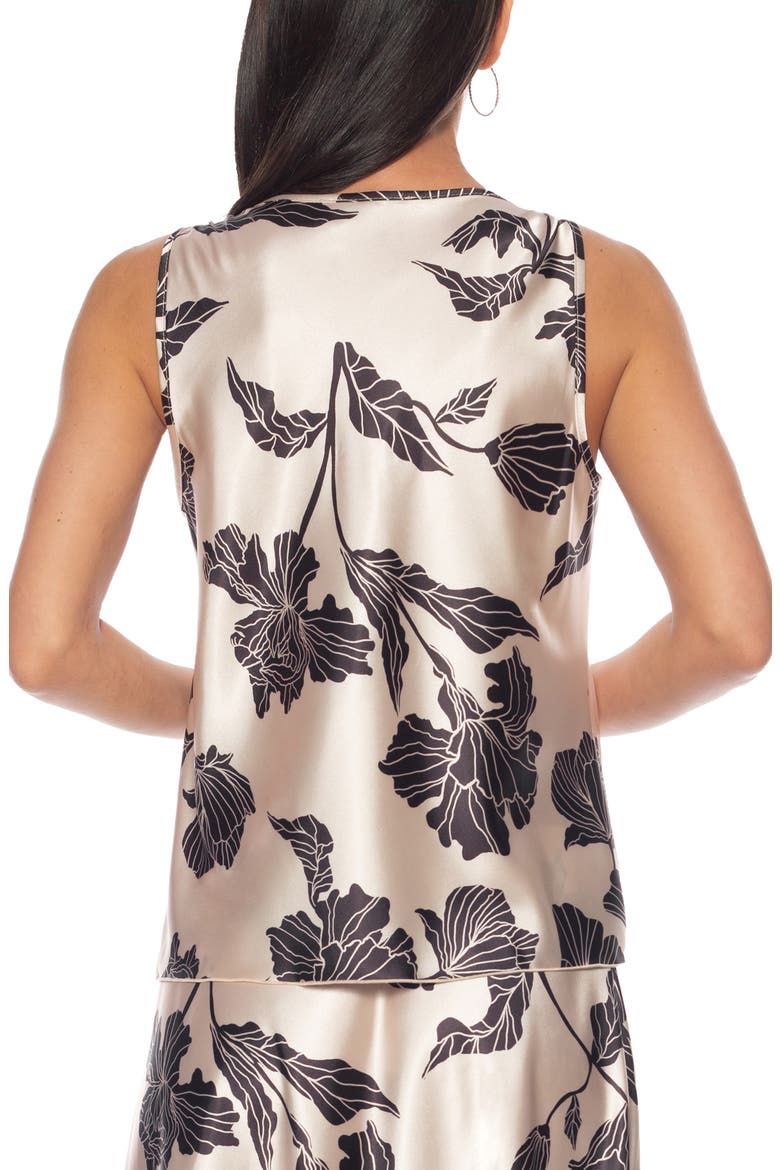 Floral Chain Strap Satin Top, Alternate, color, CHAMPAGNE BLACK