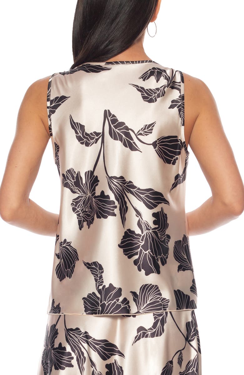 TASH AND SOPHIE Floral Chain Strap Satin Top, Alternate, color, Champagne Black