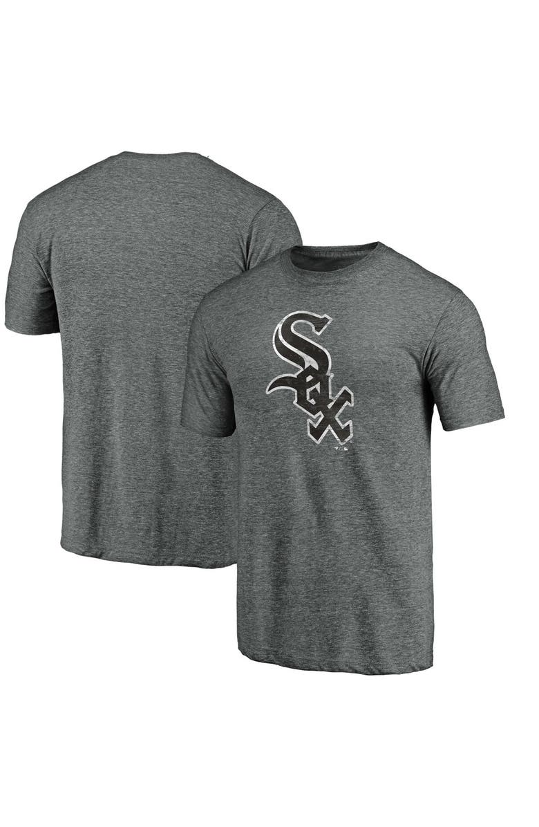 FANATICS Men's Fanatics Branded Heathered Charcoal Chicago White Sox Weathered Official Logo Tri-Blend T-Shirt, Main, color,