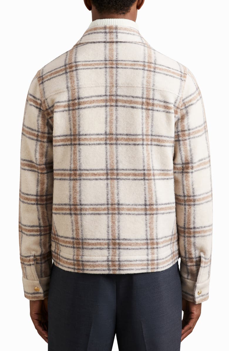 Reiss Varena Plaid Zip Shirt Jacket, Alternate, color, Stone