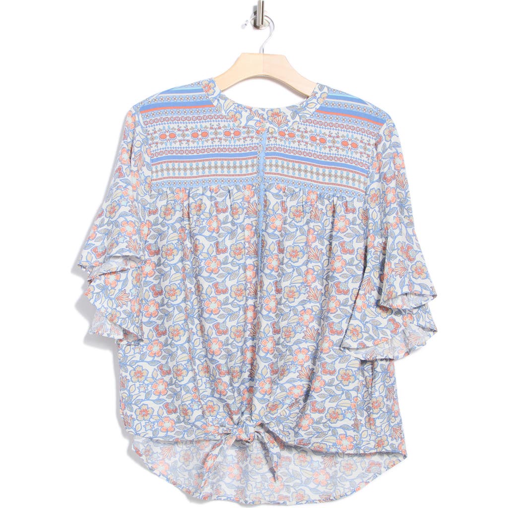 Ruby Rd. Ruby Rd Novelty Tie Front Button-up Shirt In Gray