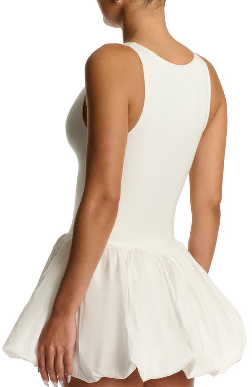 Naked Wardrobe Butter Tank Bubble Mixed Media Minidress In White