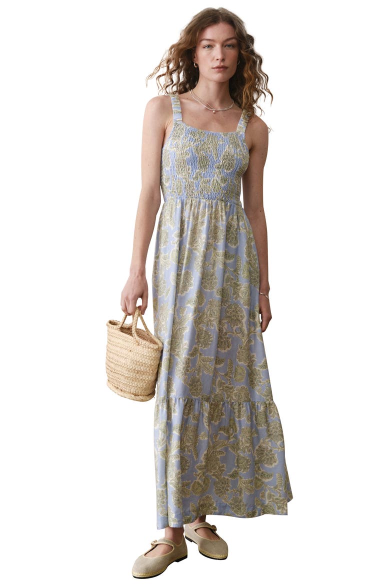 Selene Floral Maxi Dress, Alternate, color, BLUE FLORAL