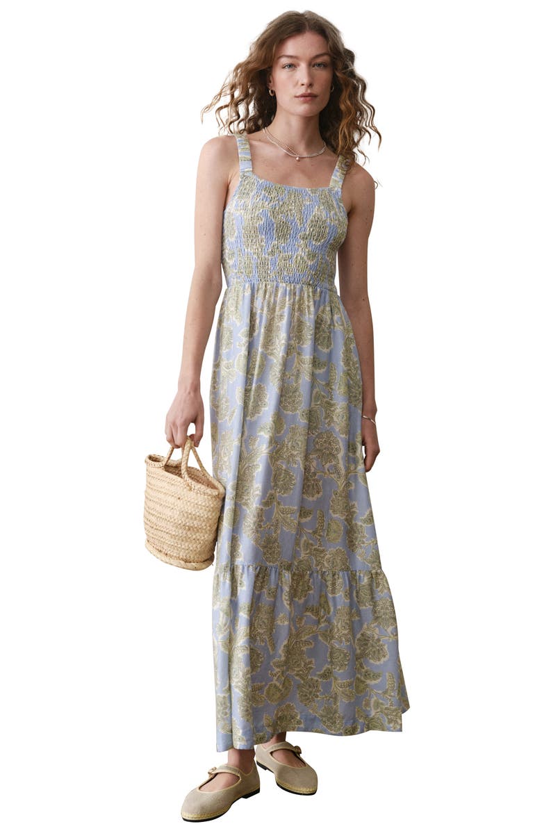 Marine Layer Selene Floral Maxi Dress, Alternate, color, Blue Floral