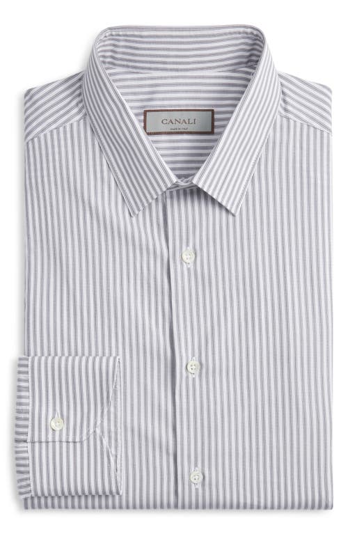 Canali Regular Fit Stripe Dress Shirt In Gray
