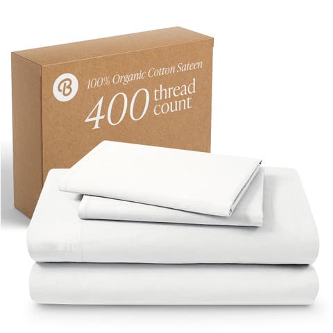 400 Thread Count Organic Cotton Sateen Bed Sheet Set by Bare Home