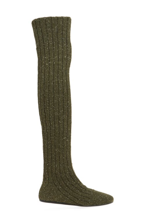 Jeffrey Campbell Linings Thigh-high Sock Boot In Olive