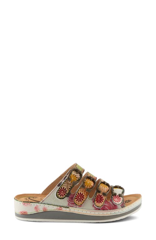 L'artiste By Spring Step Bellini Platform Wedge Slide Sandal In White Multi