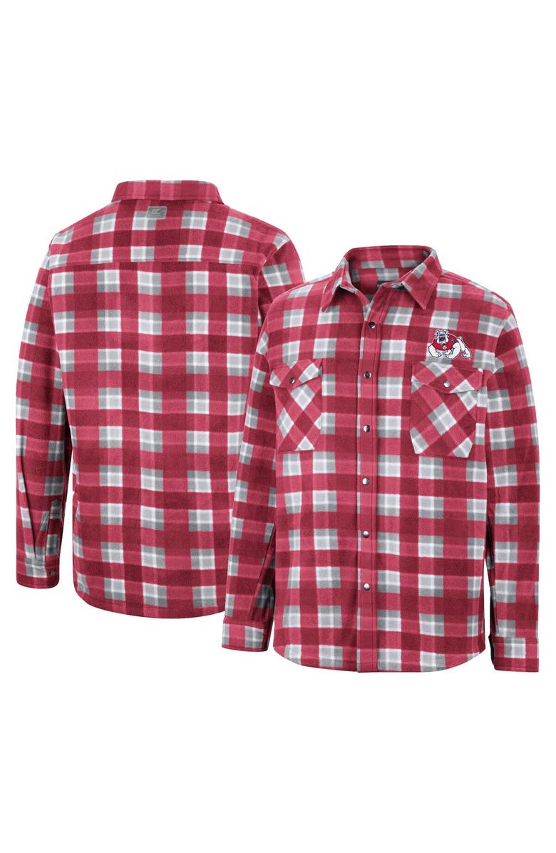 COLOSSEUM Men's Colosseum Red/White Fresno State Bulldogs Ellis Plaid Full-Snap Shirt Jacket, Main, color, 