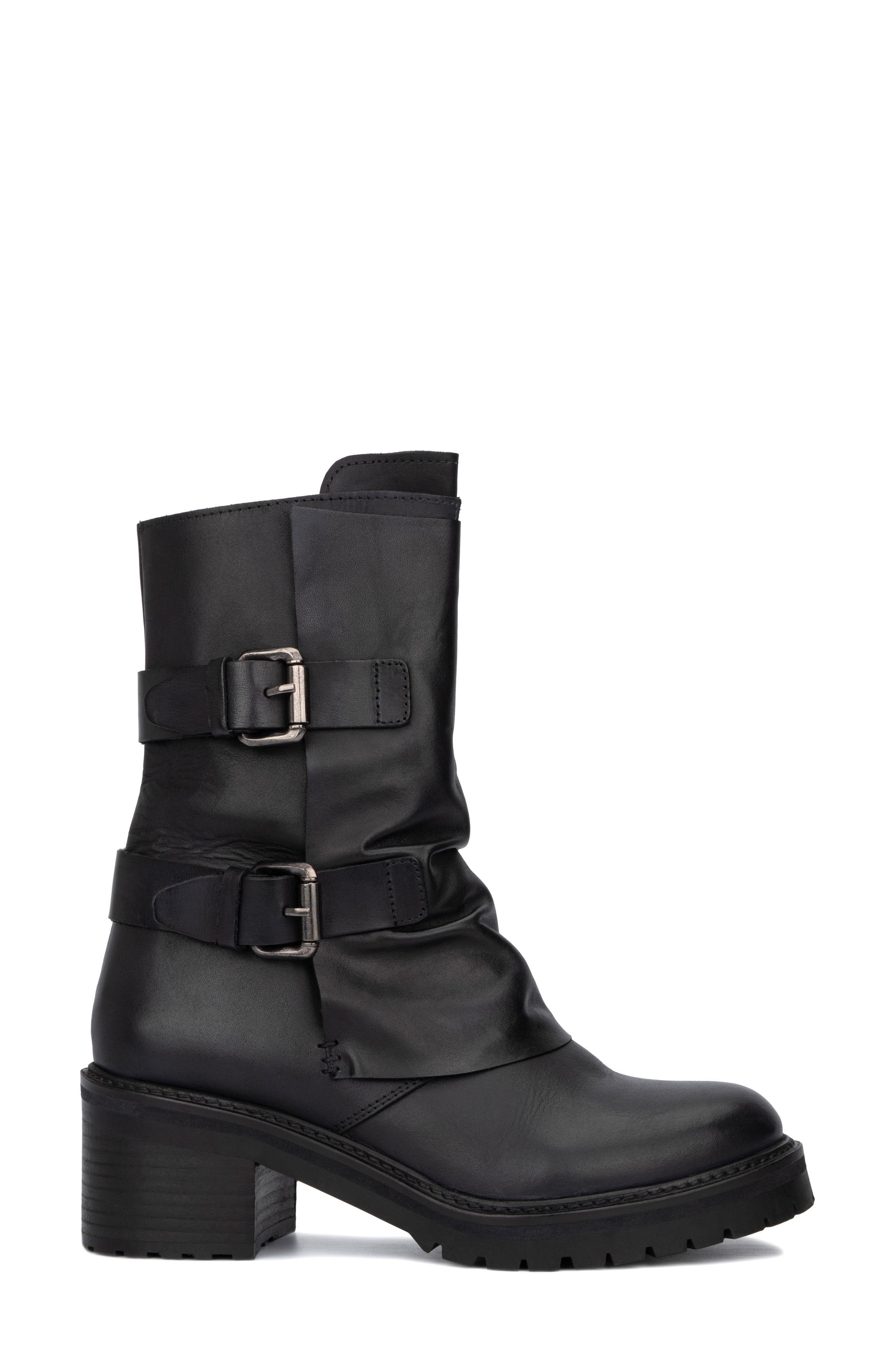 VINTAGE FOUNDRY Margot Double Buckle Leather Boot, Alternate, color, Black