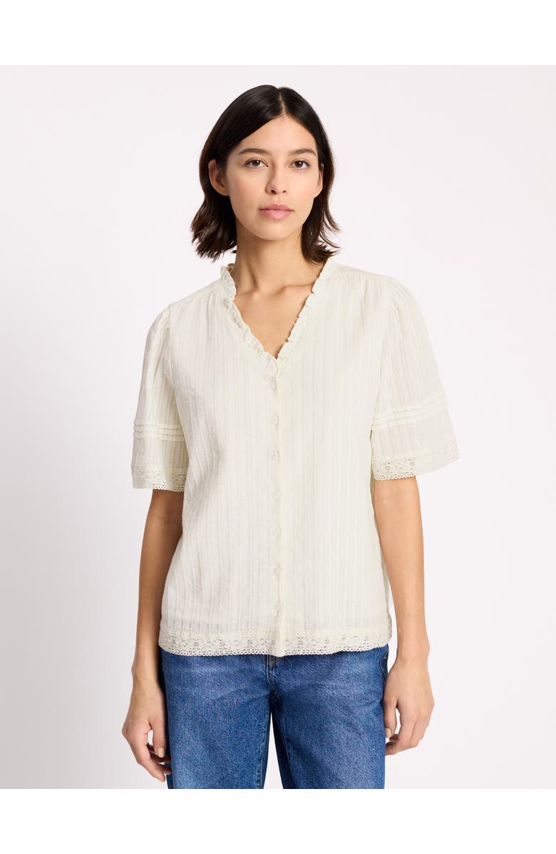 Albaray Pintuck Sleeve Button Through Top, Main, color, Cream