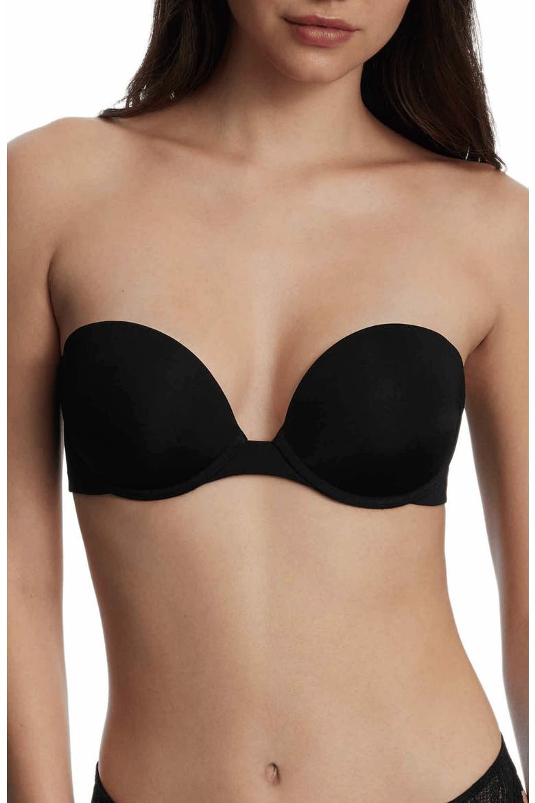 Breathless Strapless Plunge Push-Up Bra, Main, color, Black
