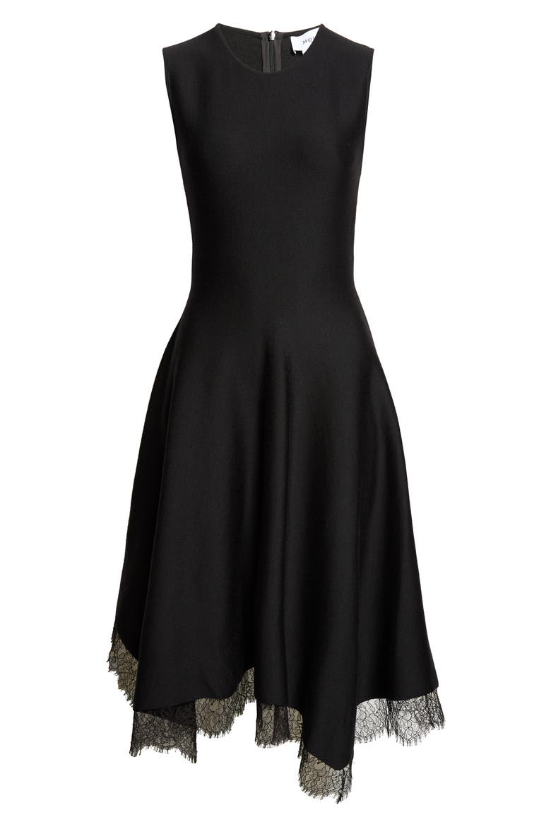 Lace Detail Asymmetric Dress, Alternate, color, BLACK