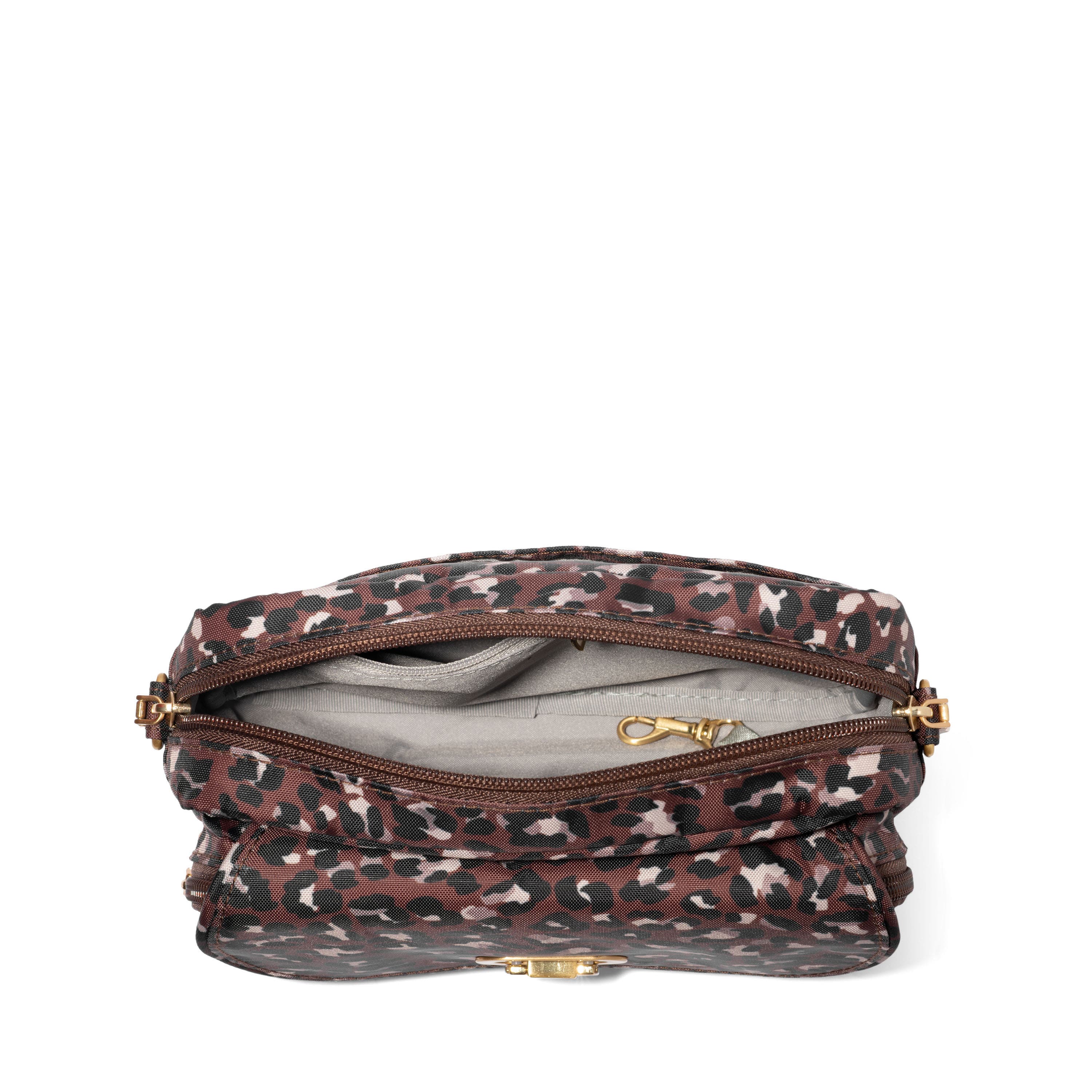 Coastal Flip Lock Camera Bag Crossbody, Alternate, color, GANACHE CHEETAH GOLD HARDWARE
