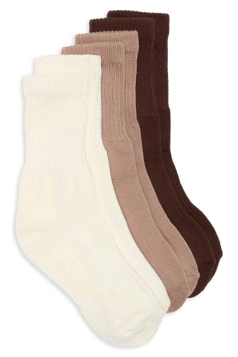 3-Pack Ribbed Scrunched Half Crew Socks, Main, color, NEUTRAL MULTI 5