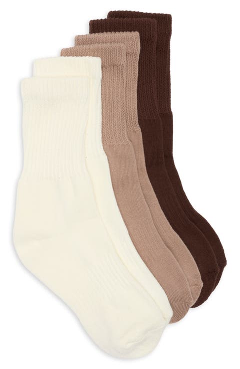 3-Pack Ribbed Scrunched Half Crew Socks