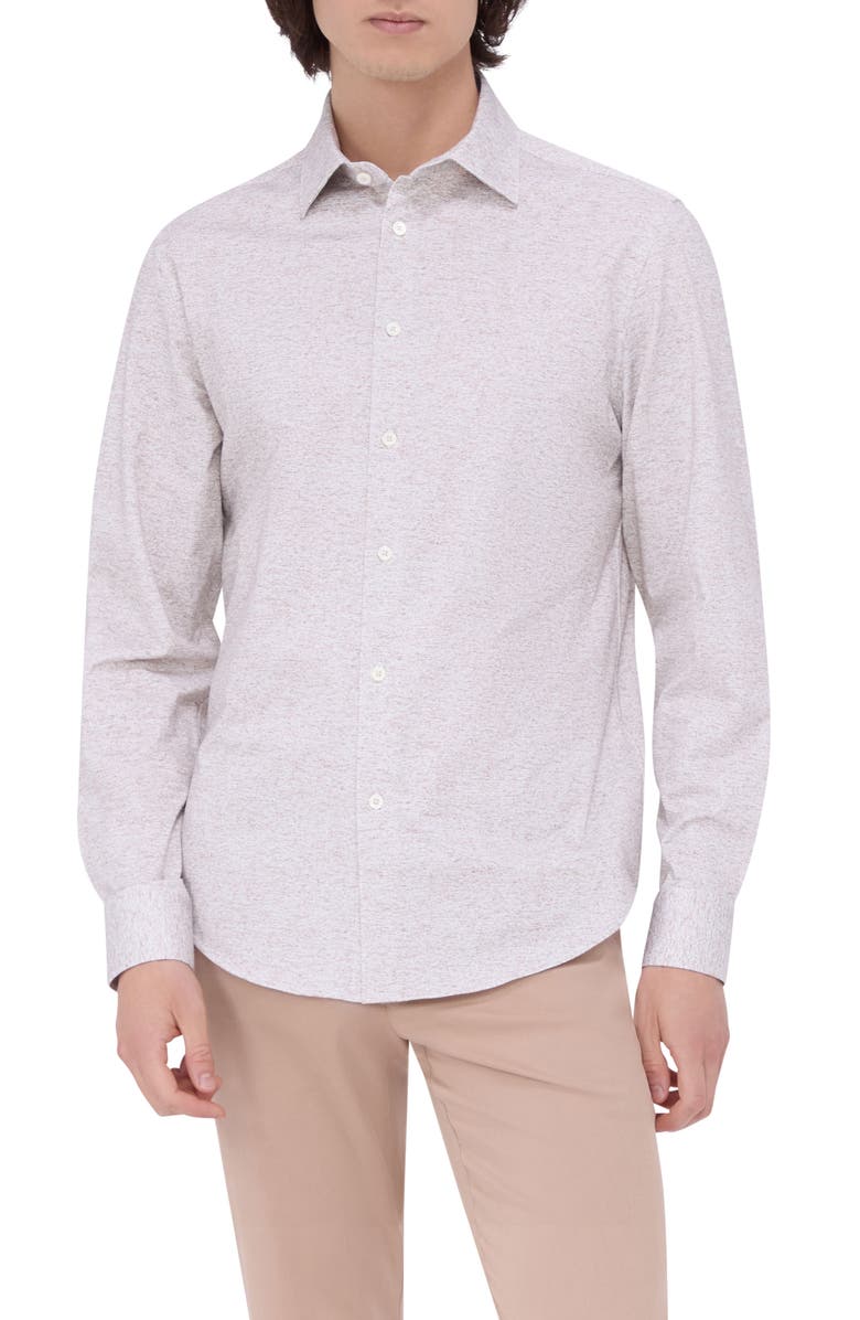 Bugatchi James OoohCotton<sup>®</sup> Heathered Button-Up Shirt, Main, color, Cinnamon