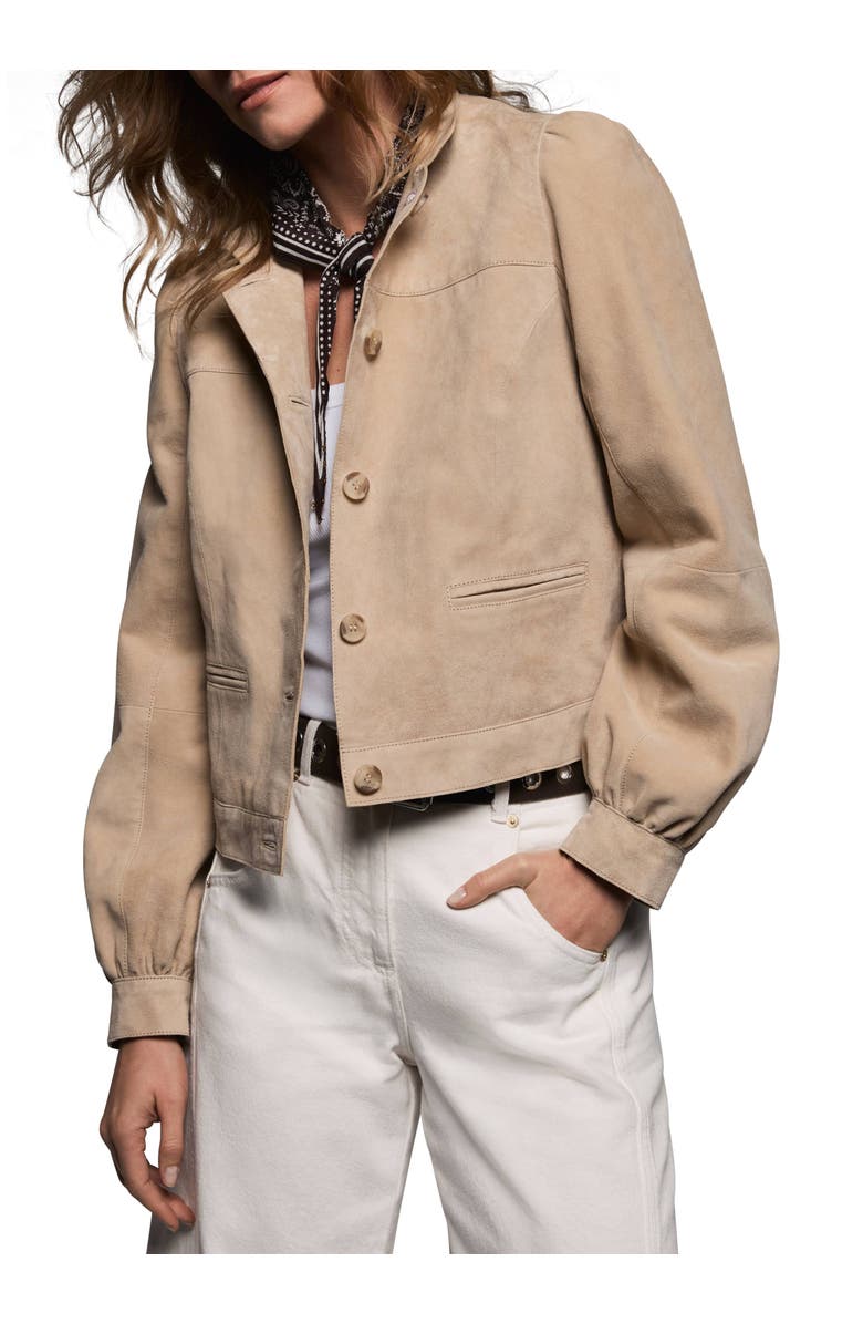 MINT VELVET Suede Puff Sleeve Jacket, Alternate, color, Tan