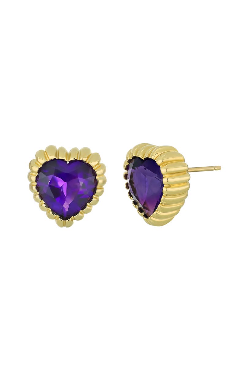 Bony Levy El Mar Amethyst Heart Stud Earrings, Main, color, 18K Yellow Gold
